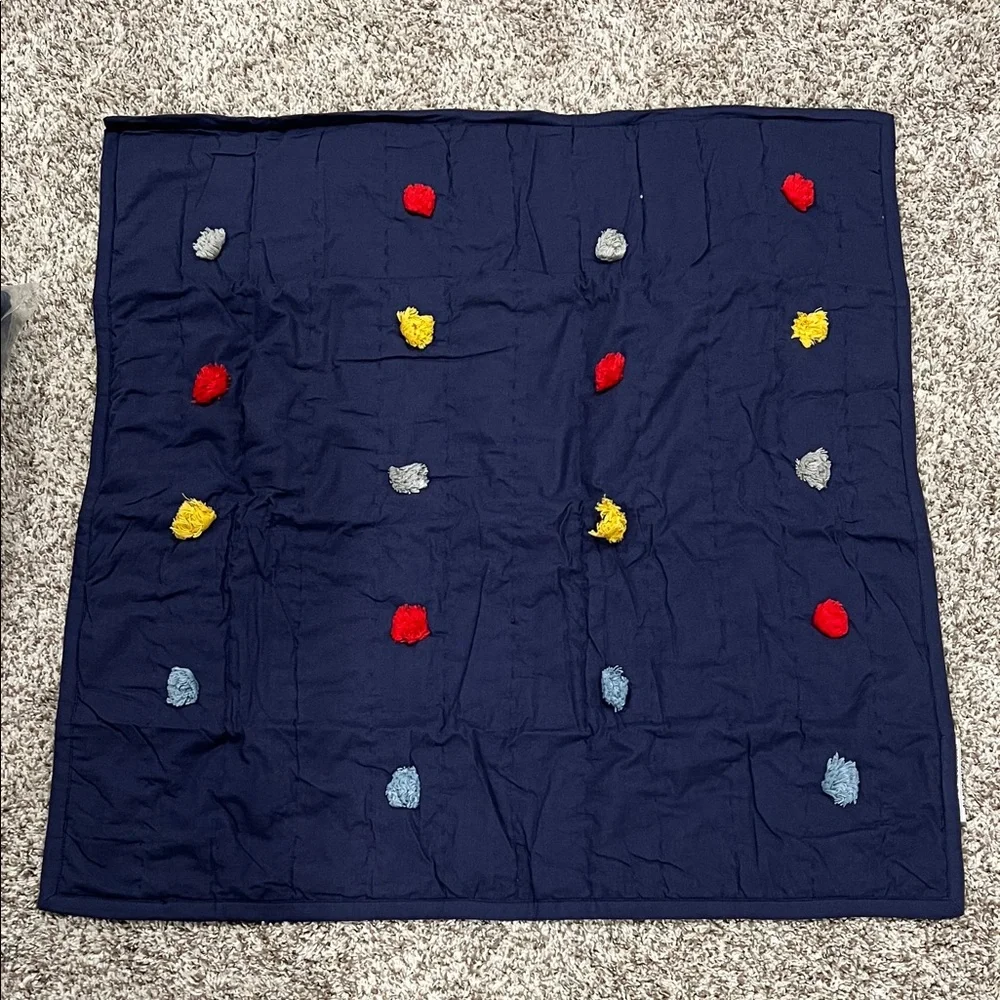 NWT Set of 2 Pottery Barn Kids Reese Pom Pom Quilted Shams European Square